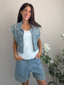 Completo in denim con strass