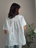 T-shirt bianca con sangallo sul retro