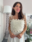 Abito in cotone con spalline regolabili e uncinetto