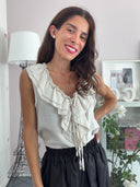 Top in viscosa con scollo a V lavorato