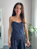 Top Eva blu con fiocco