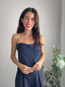 Top Eva blu con fiocco