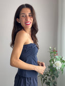 Top Eva blu con fiocco