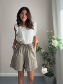 Shorts in cotone con fiocco greige