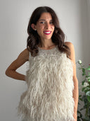 Top piumette e paillettes