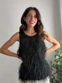Top piumette e paillettes