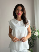 Top bianco in cotone con fascia dietro