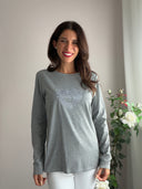 T-shirt grigia con cuore glitter G