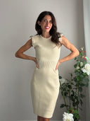 Abito beige con spalline gioiello