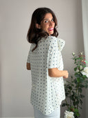 T-shirt pois blu con seta