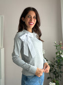Felpina in cotone con fiocco bianco
