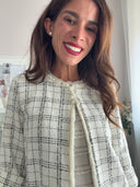 Giacchino tweed con bordi sfrangiati