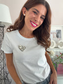 T-shirt manica corta con cuore gioiello