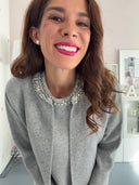 Cardigan con scollo gioiello