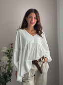 Camicia in cotone con manica a palloncino