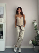 Pantalone in cotone con cintura intrecciata