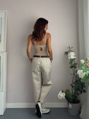 Pantalone in cotone con cintura intrecciata