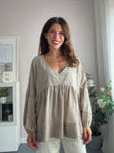 Camicia in cotone con manica a palloncino