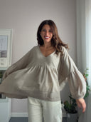 Camicia in cotone con manica a palloncino