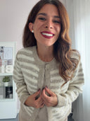Maglione a righe con paillettes trasparenti