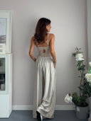 Pantalone misto seta e viscosa beige