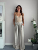 Pantalone misto seta e viscosa beige