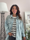 Camicia di jeans con maxi strass