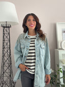 Camicia di jeans con maxi strass