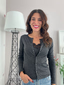 Cardigan con top in misto lana