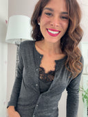 Cardigan con top in misto lana