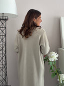 Cardigan lungo beige con tasche