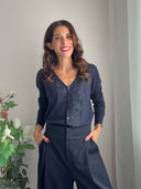 Cardigan in misto viscosa con applicazione