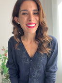 Cardigan in misto viscosa con applicazione