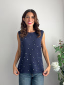 Maglioncino smanicato con strass