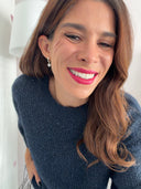 Maglione blu misto viscosa e lana con micro paillettes