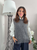Maglione smanicato con frange
