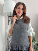 Maglione smanicato con frange