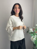 Felpina beige con perle e strass