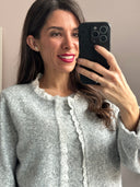 Maglioncino misto lana orlo sangallo