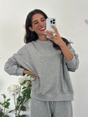Felpa girocollo con strass