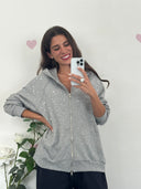 Felpa con cappuccio strass