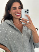 Felpa con cappuccio strass