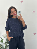 Felpa girocollo con strass