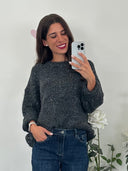 Maglione misto lana con micro paillettes