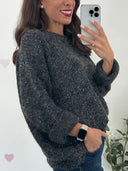 Maglione misto lana con micro paillettes