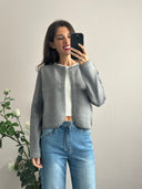 Cardigan con rifiniture intrecciate