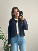 Cardigan con rifiniture intrecciate