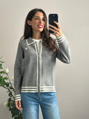 Felpa misto lana con zip e cuoricino