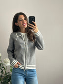 Felpa misto lana con zip e cuoricino