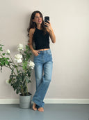 Top in misto viscosa a costine